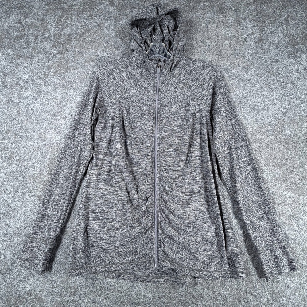 Athleta Pacifica Crosscurrent Jacket Womens Large Gray Stretch UPF 50 Thumbholes